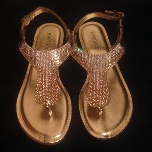 (New) Gold and Iridescent Rhinestone Sandals